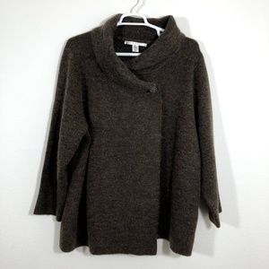 Max Studio Plus Brown One Button Cardigan FB11